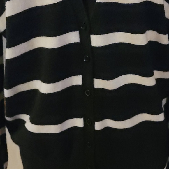 Worthington black/white striped button up cardigan - Picture 5 of 7